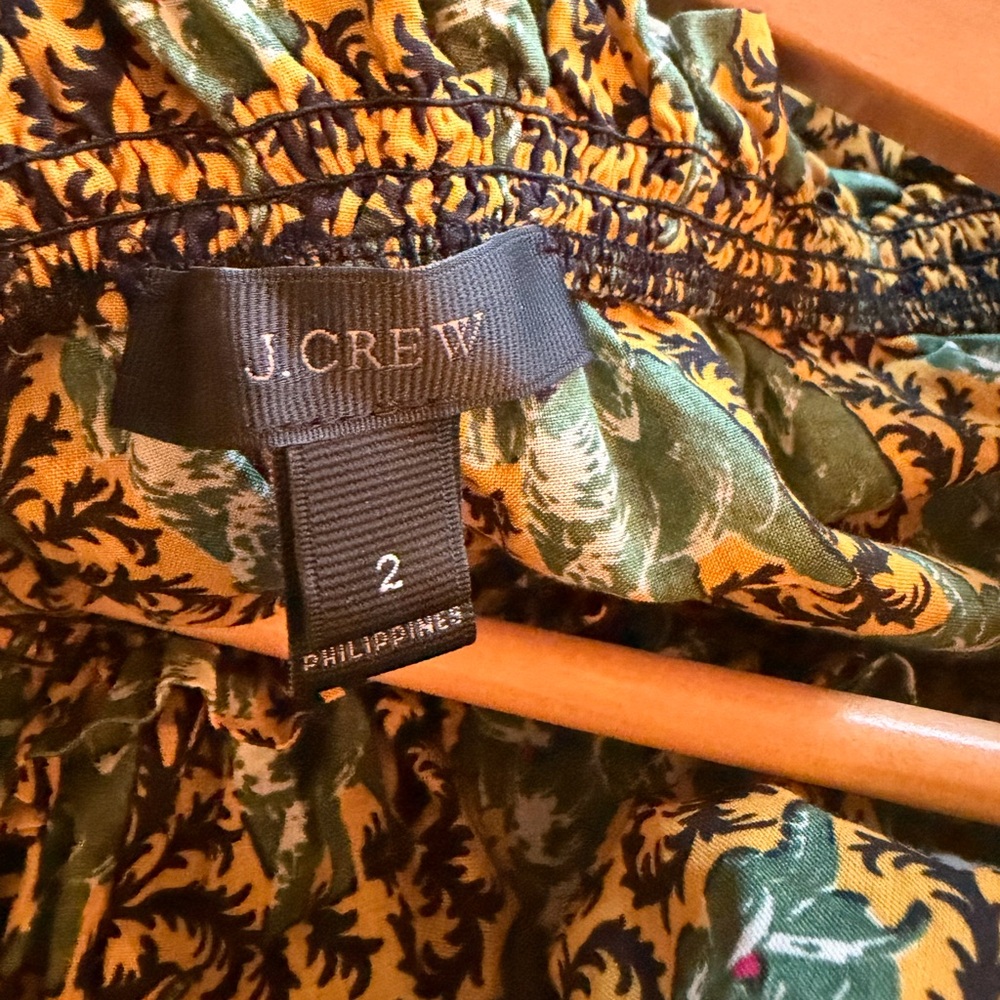 J. Crew Green and Yellow Off-Shoulder Blouse - Picture 4 of 4